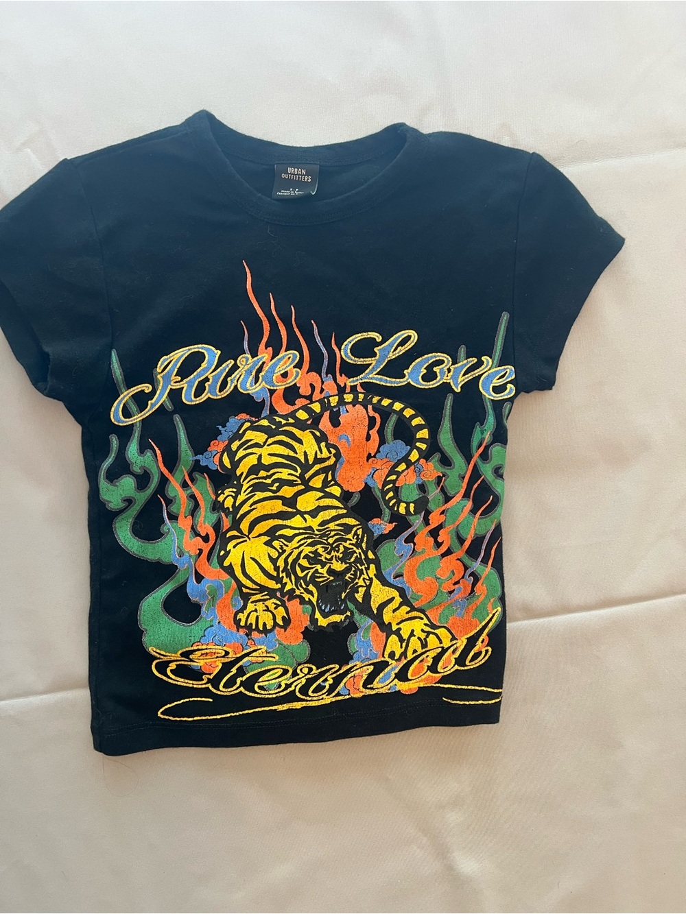 Urban Outfitters baby t shirt ' Black 'Pure Love' Tiger Graphic Tee